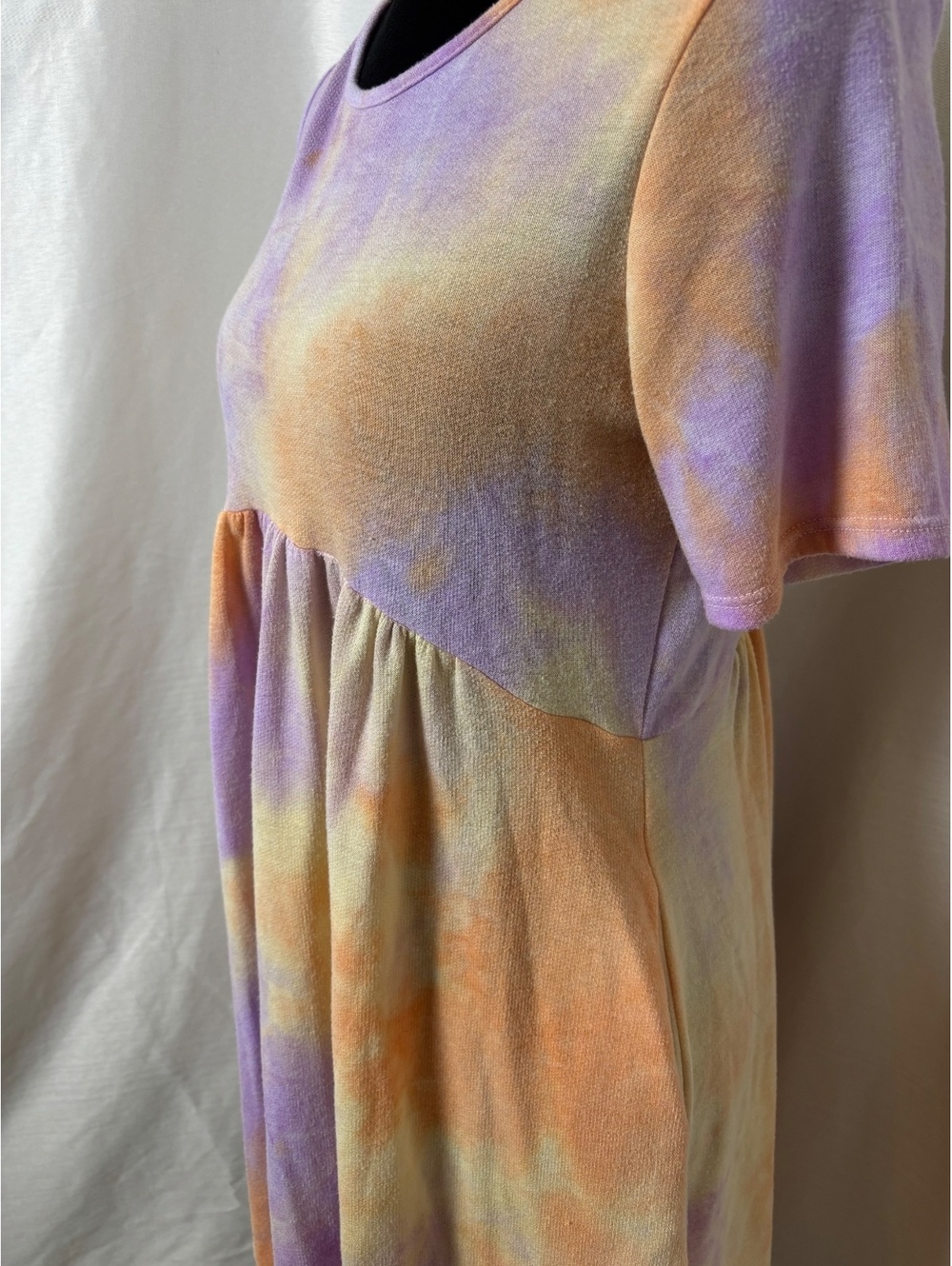 Rae Mode Babydoll Dress Womens S Orange Purple Tie Dye Excellent Boho Pockets - Picture 2 of 4
